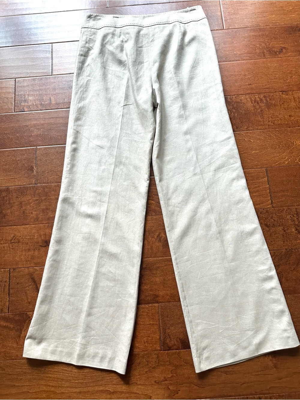 Georgiou Studio Linen Blend Wide Leg Pants Khaki Fully Lined NWT 8 - Picture 3 of 9